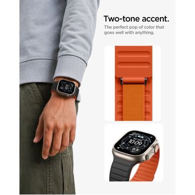9. Pasek Spigen Athlex Air M na Apple Watch 44 / 45 / 46 / 49 mm - czarno-pomarańczowy