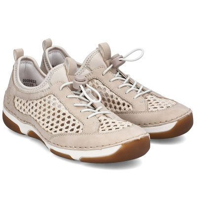 4. Półbuty damskie ażurowe komfortowe beżowe Rieker 55960-60