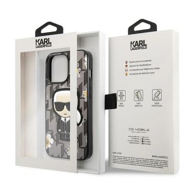 8. Etui Karl Lagerfeld Flower Ikonik Karl na iPhone 13 Pro / iPhone 13 - szare