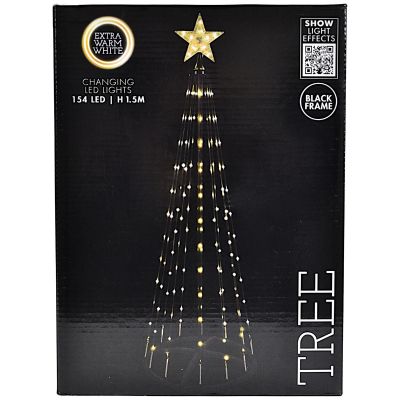 6. CHOINKA DEKORACYJNA 154LED SUPER CIEPŁY BIAŁY 150CM PILOT RAMA CZARNA
