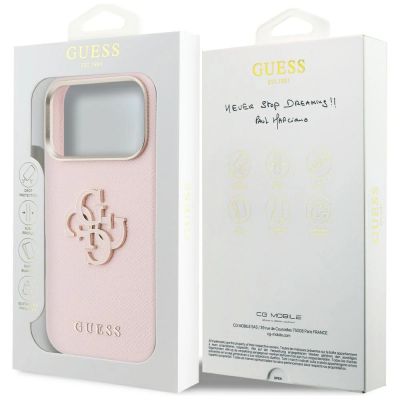8. Etui Guess FW Resin Logo na iPhone 17 Pro - różowe
