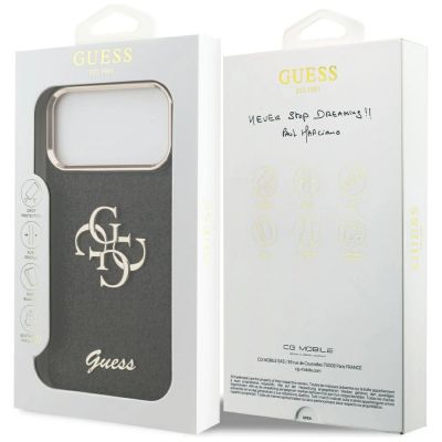 8. Etui Guess Fixed Glitter Big 4G Metal Frame na iPhone 17 Pro Max - czarne
