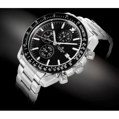 2. Zegarek Męski Giewont Chronograph Sapphire Srebrno Czarny GW8720-B2