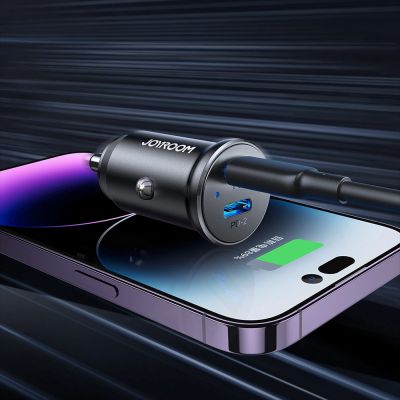 7. Mini ładowarka samochodowa Joyroom JR-CCN06 30W 2x USB-C metalowa - czarna