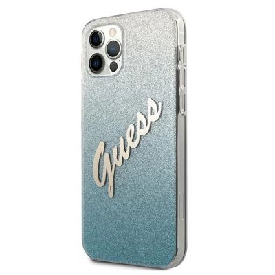 2. Etui Guess Glitter Gradient Script na iPhone 12 Pro Max - niebieskie