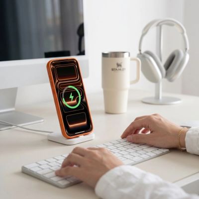 9. Etui Tech-Protect Magmat Magsafe CC na iPhone 17 Pro Max / 18 Pro Max - pomaraczowo-przezroczyste