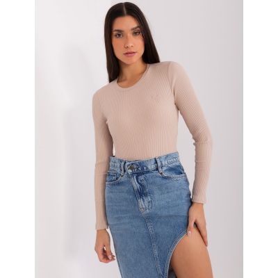 3. Beżowa bluzka w prążek BASIC FEEL GOOD  (RV-BZ-9207.41X)