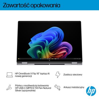 11. HP OmniBook X Flip 16-ar0016nw Ryzen AI 5 340 16.0"2K Touch OLED IPS 300nits AG 16GB LPDDR5X SSD1TB Radeon 840M Cam 5MPx + IR  68Wh Win11 Meteor Silver 2Y
