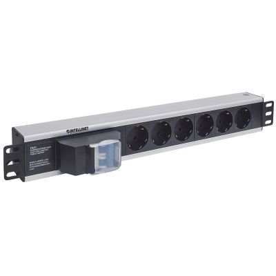2. Intellinet 711432 rozdzielacz zasilania PDU 6 x gniazdo sieciowe 1.5U Czarny, Szary