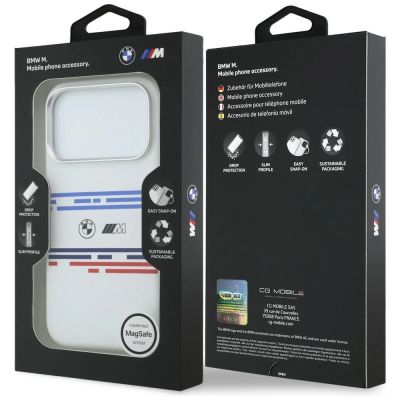 8. Etui BMW M Silicon Horizontal Line MagSafe na iPhone 17 Pro- białe