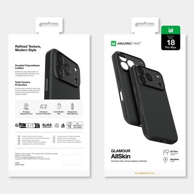 12. Etui AMAZINGTHING Glamour AllSkin na iPhone 18 Pro Max z osłoną aparatu kompatybilne z MagSafe - czarne
