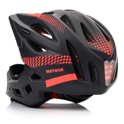 4. Kask rowerowy full-face Meteor Lupus S 48-52 cm czarny/czerwony