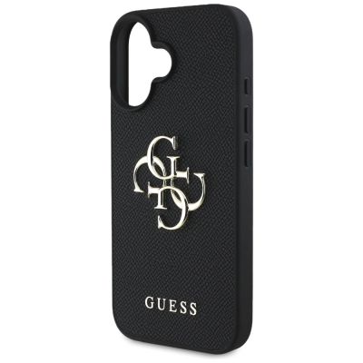 6. Etui Guess Grained Big 4G Logo Small Classic Logo na iPhone 16 - czarne