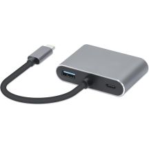 Hub USB Typ-C 4w1 USB 3.0 + PD 100W + HDMK 4k30Hz + VGA FullHD