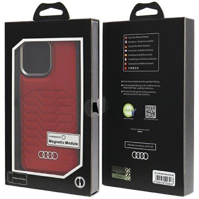 7. Etui Audi Synthetic Leather z MagSafe na iPhone 15 Pro Max - czerwone