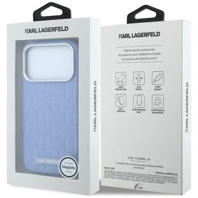 8. Etui Karl Lagerfeld Grained Mono Resin Logo MagSafe na iPhone 17 Pro Max / 18 Pro Max - jasnoniebieskie