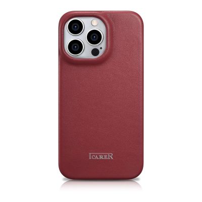 3. iCarer CE Premium Leather Folio Case skórzane etui iPhone 14 Pro z klapką magnetyczne MagSafe czerwony (WMI14220714-RD)