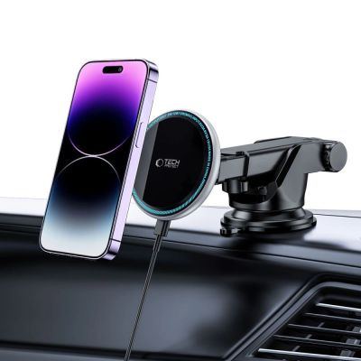 7. Uchwyt Tech-Protect A2 samochodowy na telefon z ładowarką indukcyjną MagSafe 15W na kokpit - czarny