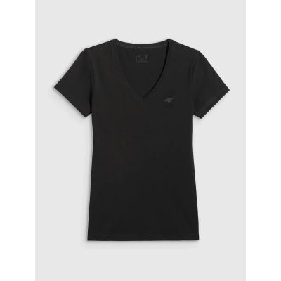 3. T-shirt basic z dekoltem typu serek damski 4F 4FWMM00TTSHF3307-20S