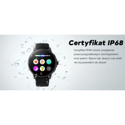 22. Smartwatch Damski GRAVITY GT12-7 Czarny Pasek Silikonowy + Srebrna Bransoleta
