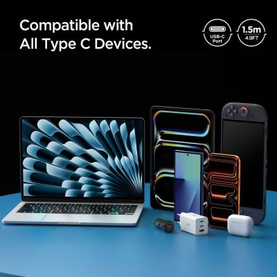 7. Kabel Spigen Essential EB6015CC USB-C 60W 150 cm - ciemnoszary