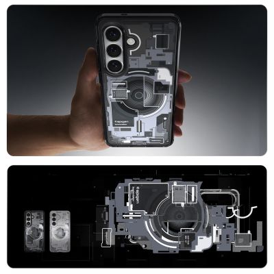 17. Etui Spigen Ultra Hybrid Mag MagSafe na Samsung Galaxy S26+ Zero One - przezroczysto-czarne