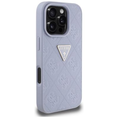 4. Etui Guess Hot Stamp 4G Pattern Triangle Metal Logo na iPhone 16 Pro - fioletowe