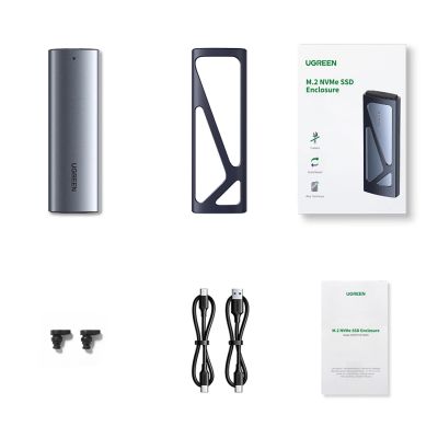 3. Obudowa Ugreen CM578 15512 na dysk M.2 NVMe 10Gbps - czarna + kabel USB-C / USB-A + kabel USB-C / USB-C