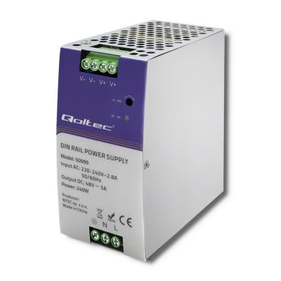 7. QOLTEC ZASILACZ NA SZYNĘ DIN PRZEMYSŁOWY | 240W | 48V | 5A