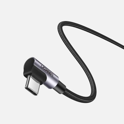 9. Kabel Ugreen US323 kątowy USB-C - USB-C PD QC SCP 3A 480Mb/s 1m - szary