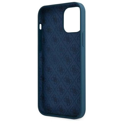 7. Etui Guess Metal Logo Script na iPhone 12 Pro Max - niebieskie