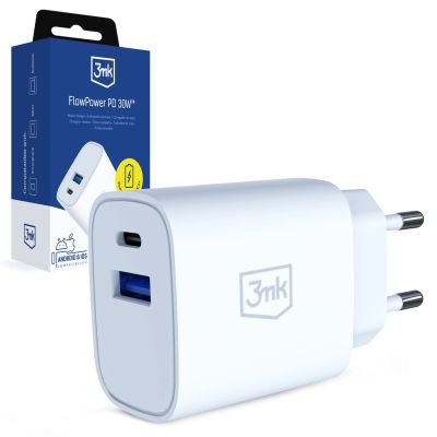 Ładowarka sieciowa 3mk FlowPower 30W 1A1C PD 3,0 QC4+ - biała