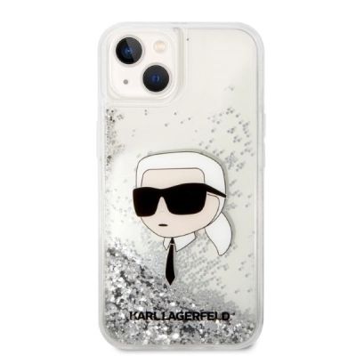 3. Etui Karl Lagerfeld Glitter Karl's Head na iPhone 14 Plus - srebrne