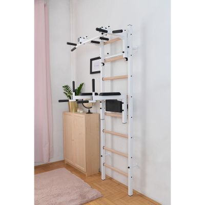 19. DRABINKA GIMNASTYCZNA DREWNIANO METALOWA Z DRĄŻKIEM I AKCESORIAMI BENCHK 232W