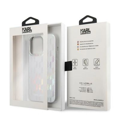8. Etui Karl Lagerfeld Karl Lagerfeld Monogram Iridescent na iPhone 14 Pro - srebrne