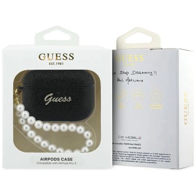 4. Etui Guess Glitter Pearl Strap na AirPods Pro 3 - czarne