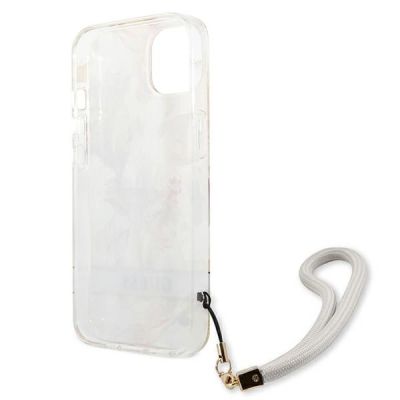 7. Etui Guess Flower Strap na iPhone 13 mini - fioletowe