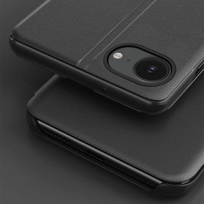 5. Etui Eco Leather View Case elegancki futerał z klapką i podstawką na iPhone 16e / 17e - czarne