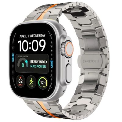 Bransoleta Tech-Protect Stainless na Apple Watch 44 / 45 / 46 / 49 mm - srebrno-pomarańczowa