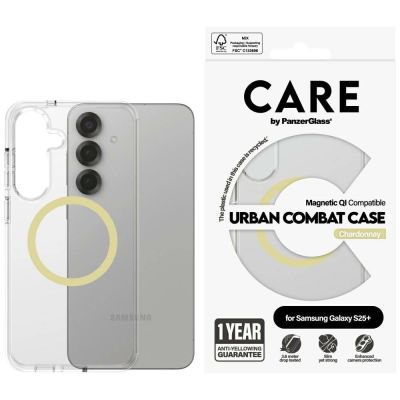 Etui CARE by PanzerGlass Flagship Urban Combat Chardonnay QI do Samsung Galaxy S25+ - przezroczysty