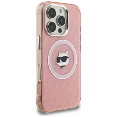 4. Etui Karl Lagerfeld IML Choupette Head Logo MagSafe na iPhone 16 Pro - różowe