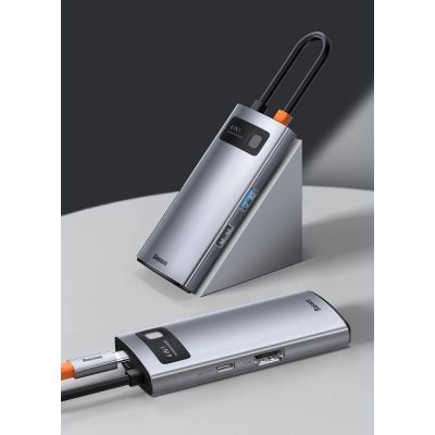 12. Baseus Metal Gleam 4w1 wielofunkcyjny HUB USB Typ C - USB Typ C Power Delivery 100 W / HDMI 4K 30 Hz / USB 3.2 Gen 1 / USB 2.0 (CAHUB-CY0G)