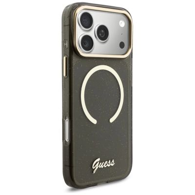 3. Etui Guess IML Glitters Script Strap MagSafe do iPhone 17 Pro Max - czarne