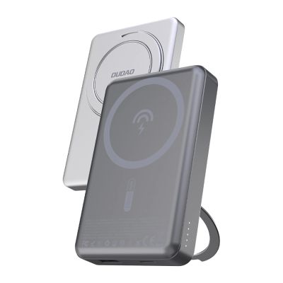 7. Powerbank Dudao K28 10000mAh PD 22.5W z MagSafe z metalową obudową i pierścieniem-podstawką - szary