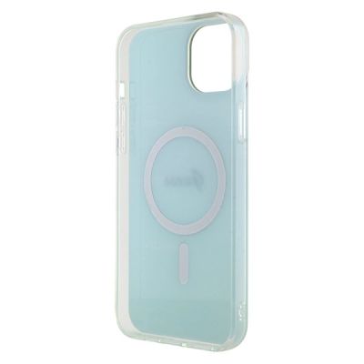 7. Etui Guess IML Iridescent MagSafe do iPhone 15 Plus - turkusowe