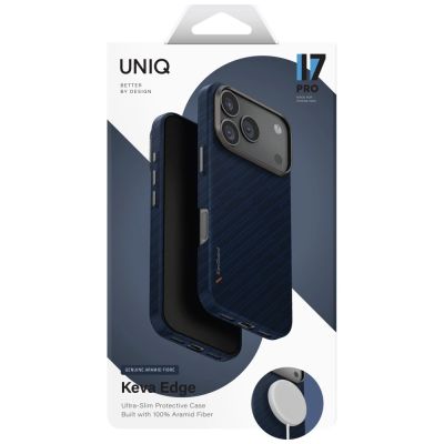 6. Etui UNIQ Keva EDGE Magclick Charging na iPhone 17 Pro - niebieskie