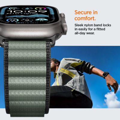 13. Pasek Pasek Spigen WBF1 na Apple Watch 44 / 45 / 46 / 49 mm - czarno-zielony