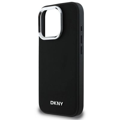 6. Etui DKNY Plain Silver Logo MagSafe na iPhone 16 Pro Max - czarne