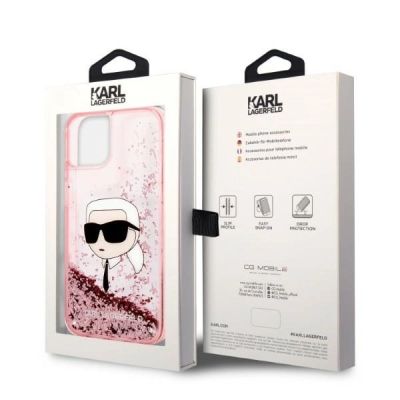 8. Etui Karl Lagerfeld Glitter Karl's Head na iPhone 14 Plus - różowe