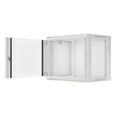 9. Szafa jednosekcyjna Lanberg WF01-6409-10S (9U; 500mm / 600mm / 450 mm; wisząca; Szklane; 19''; kolor szary)